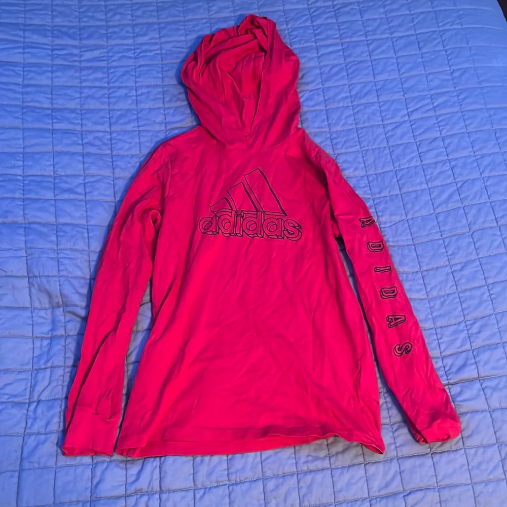 Adidas Boys Red Long Sleeve Hoodie Size: M